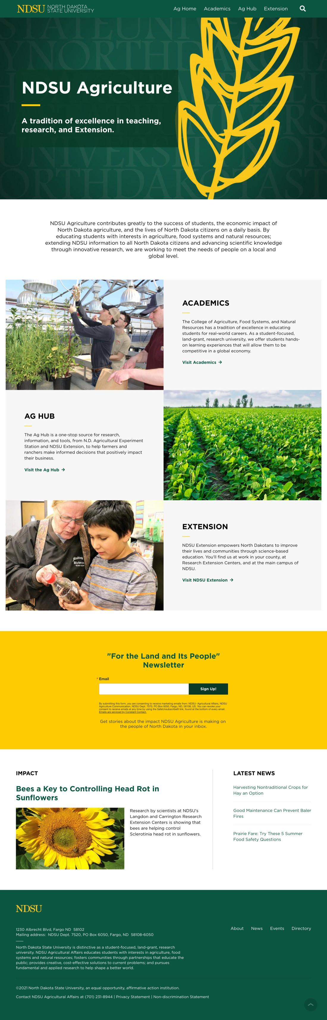 homepage of NDSU Ag site