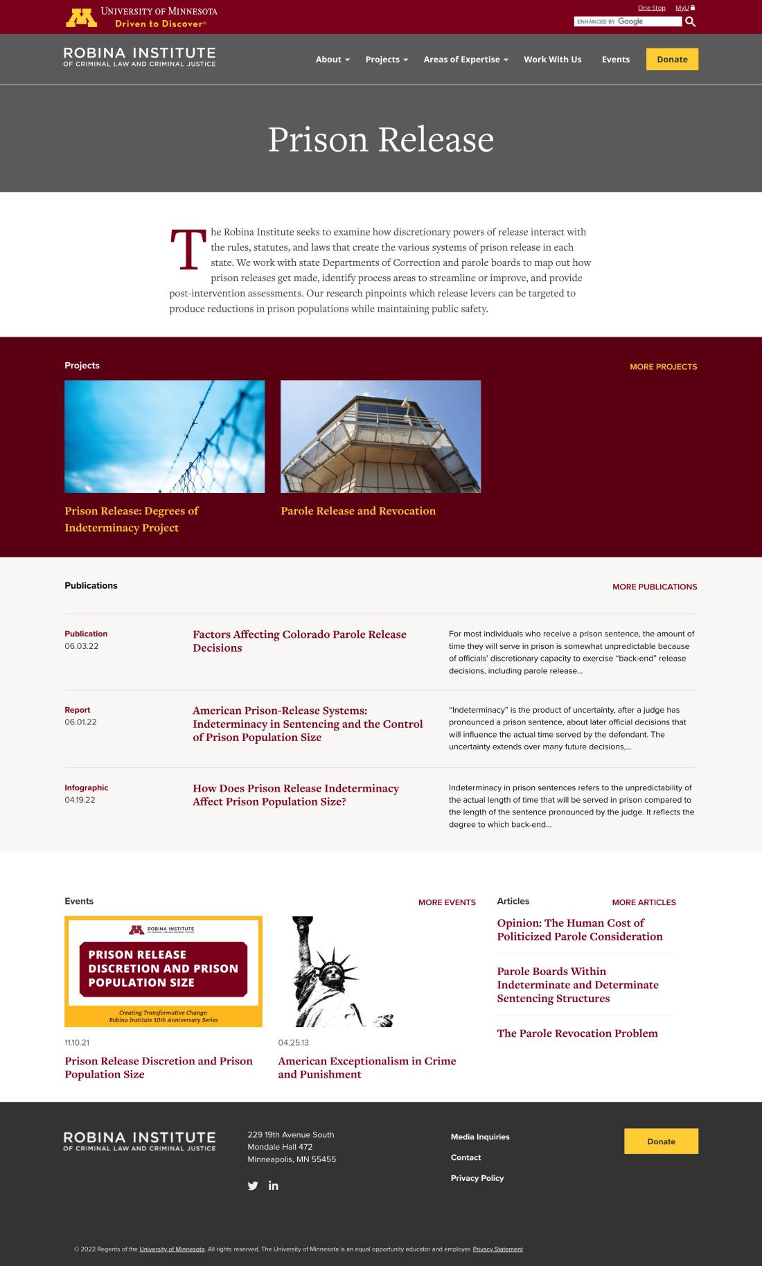 article page on Robina website