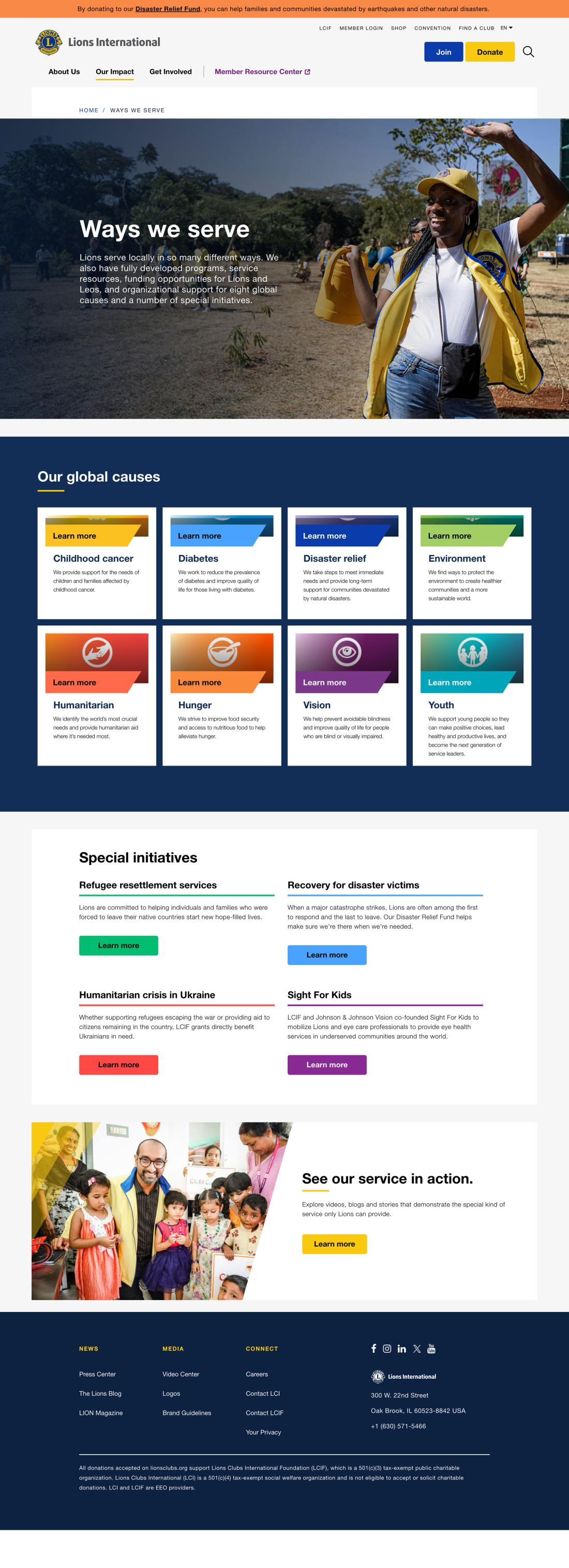 Lions Ways to Serve page