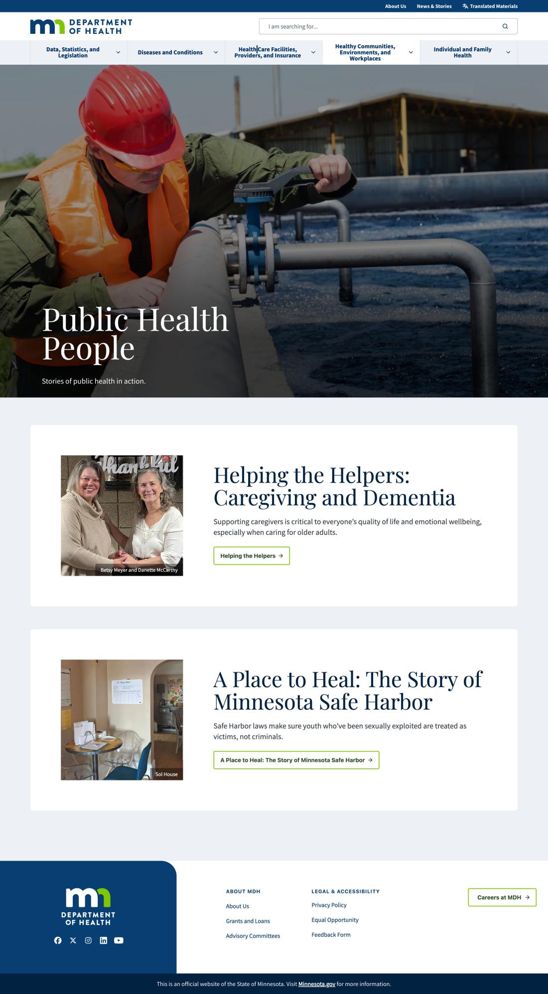 screenshot of MDH Stories page