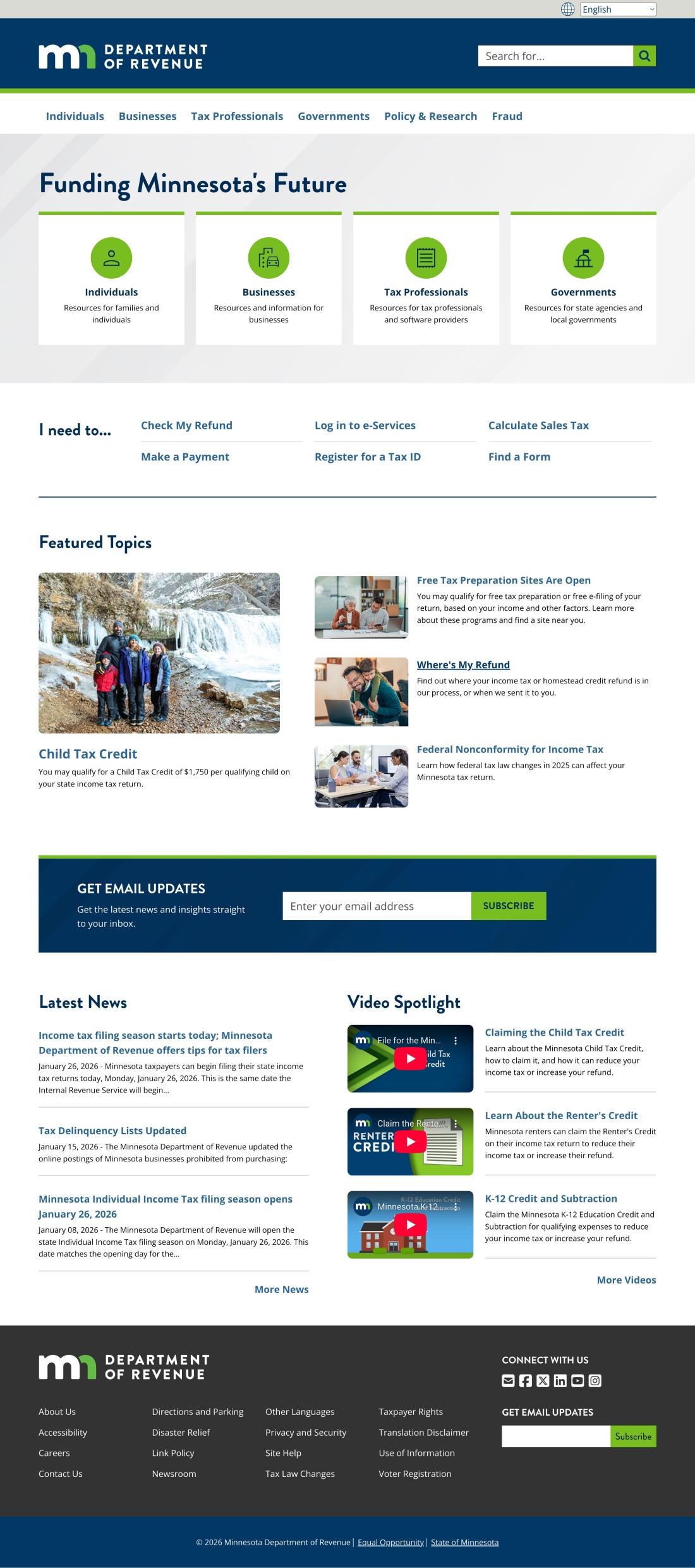 Dept of Revenue homepage
