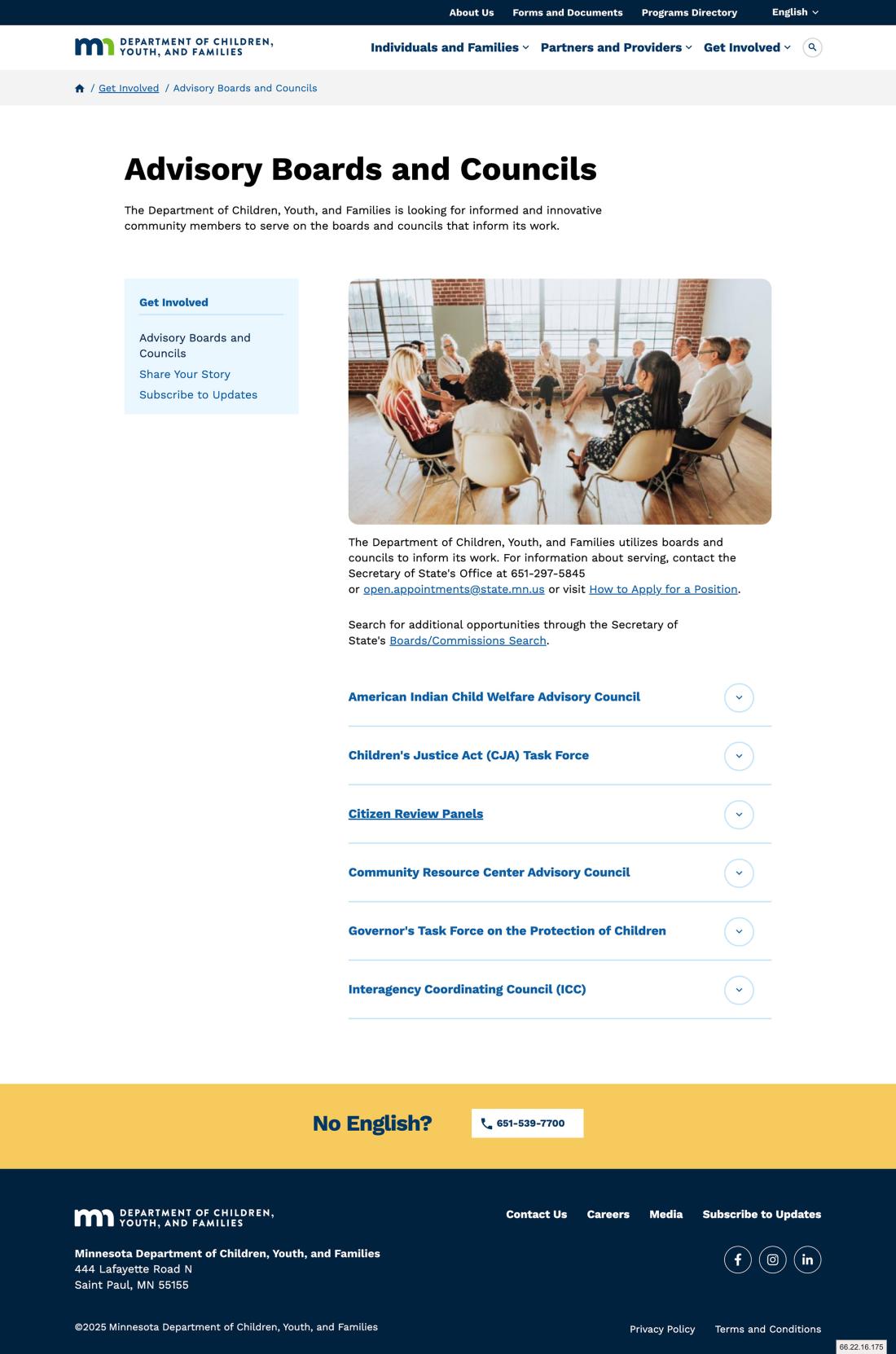 Advisory boards webpage