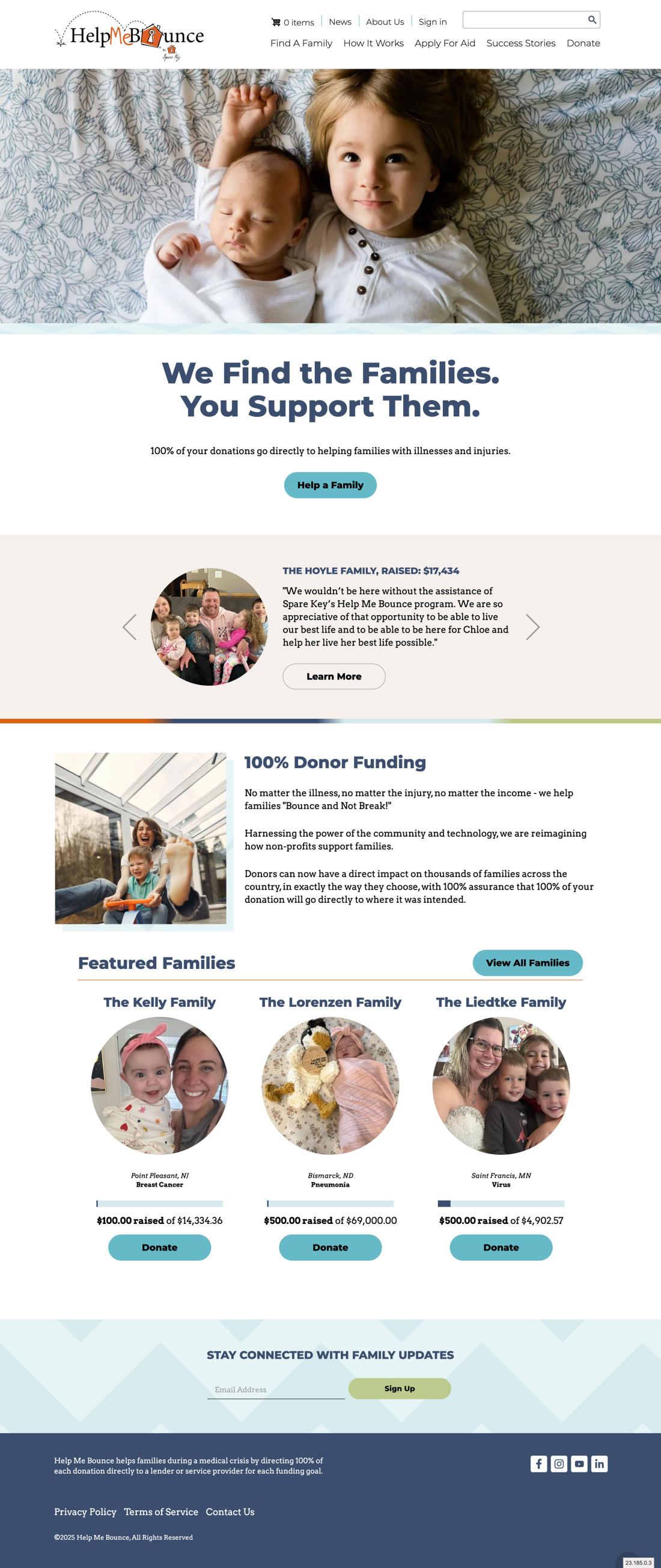 Help Me Bounce website homepage