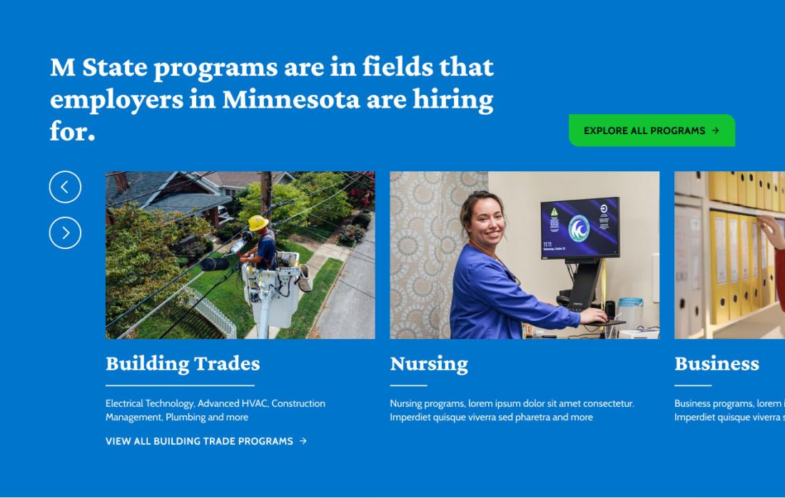 Screenshot of Mstate programs slider