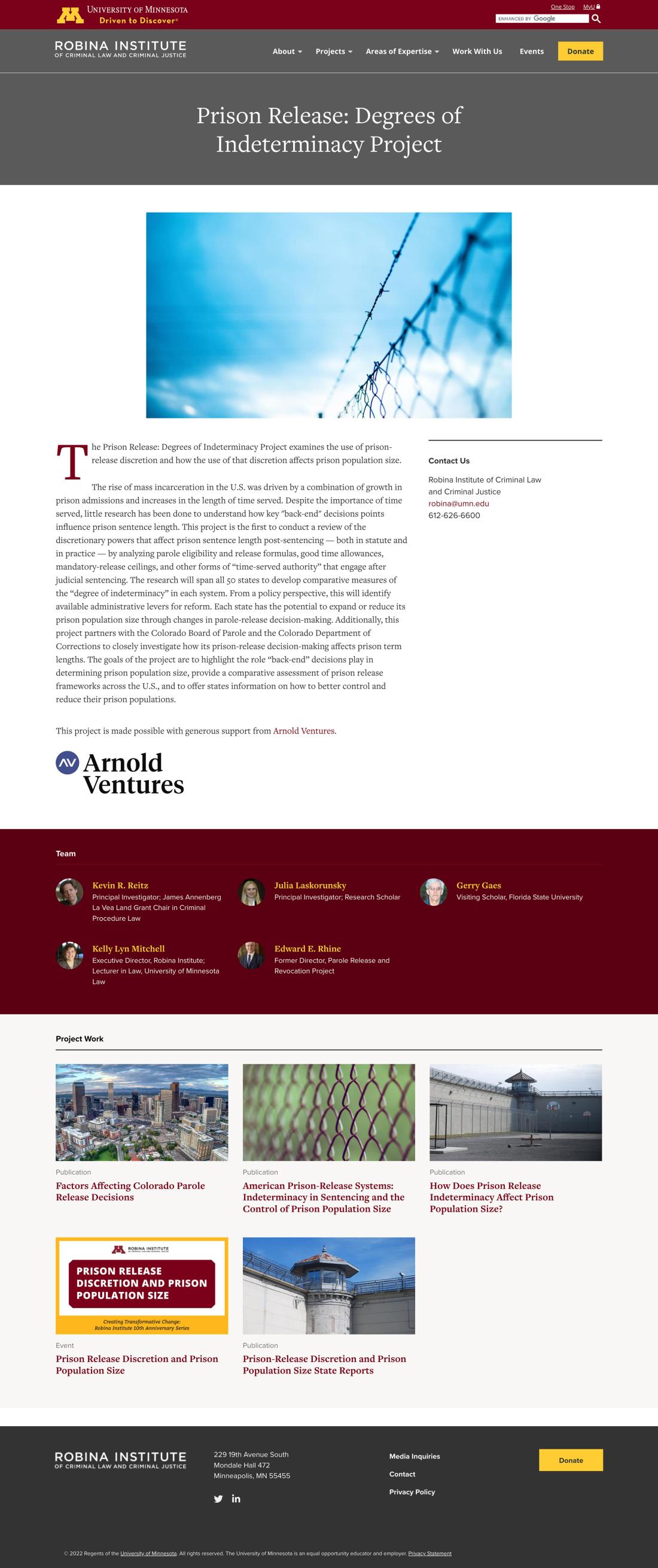 Sample project page from Robina website